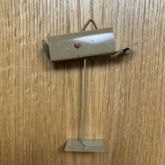 Vintage Dollhouse Mailbox Metal Miniature Handcrafted W/ Heart Decor Garden Cute - Picture 2 of 10